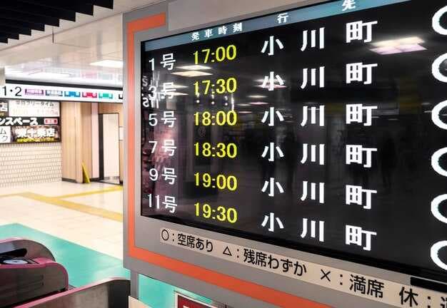Schedule snapshot: departure times, arrival times, and daily frequency